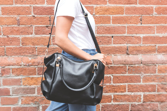 black leather bag