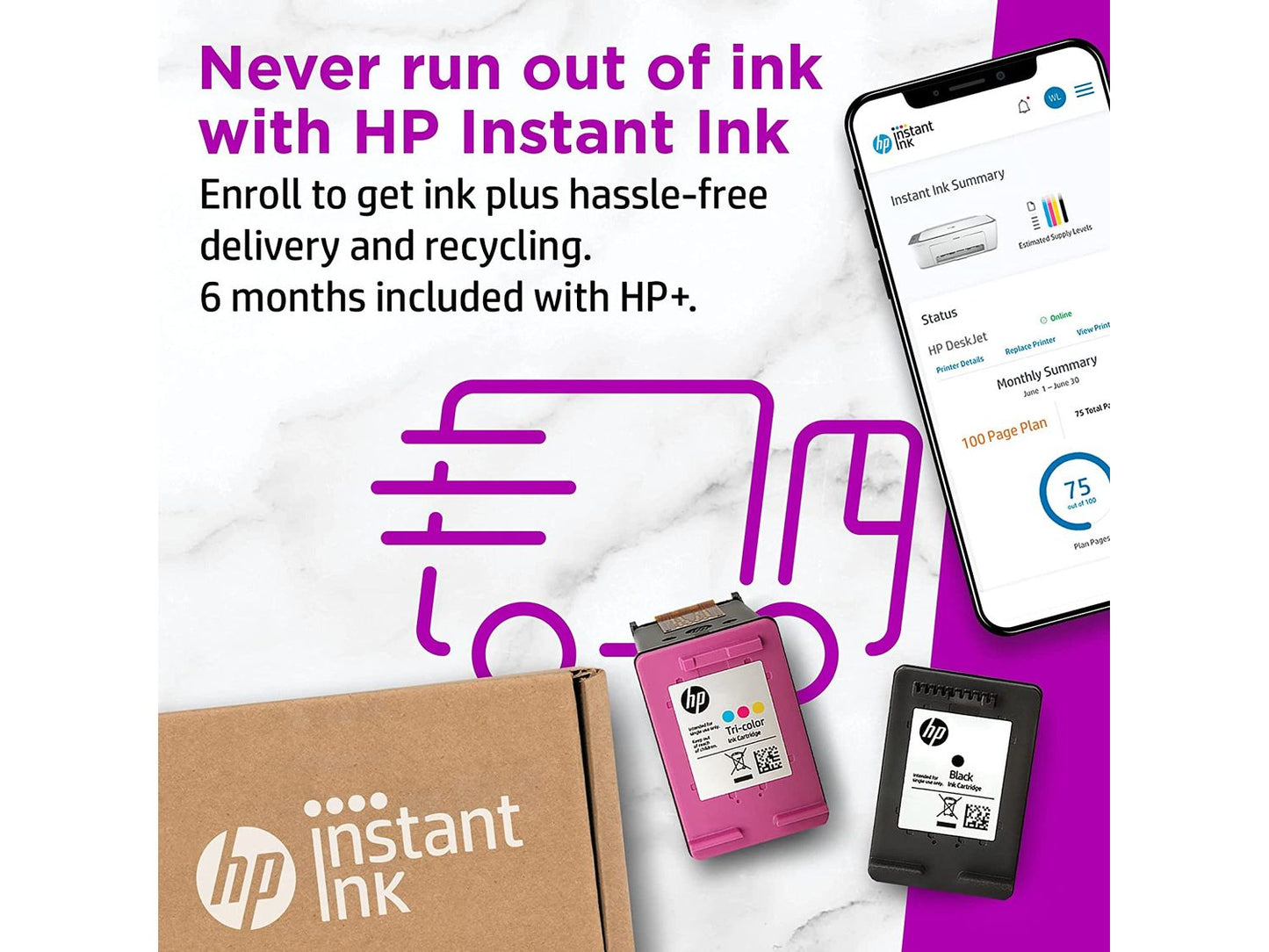 HP DeskJet 2755e Wireless Color All-in-One Printer with bonus 6 months Instant Ink with HP+ (26K67A)